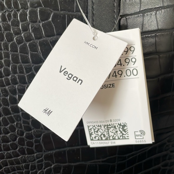 NWT H & M Black crocodile patterned tote bag - Picture 8 of 11